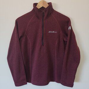 Eddie Bauer Sweatshirt Women First Ascent Quarter Zip Burgundy Maroon Casual M